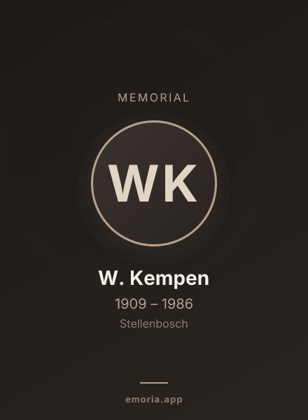 Memorial portrait of W. Kempen