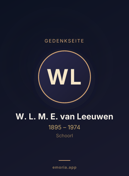 Gedenkportrait von W. L. M. E. van Leeuwen