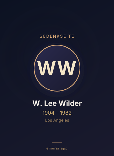 Gedenkportrait von W. Lee Wilder