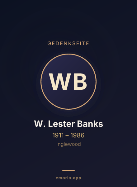 Gedenkportrait von W. Lester Banks