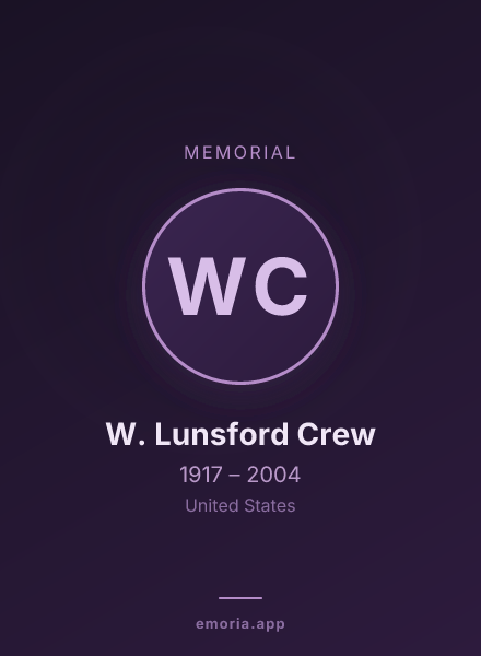 Memorial portrait of W. Lunsford Crew