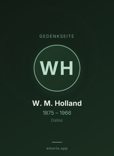 Gedenkportrait von W. M. Holland