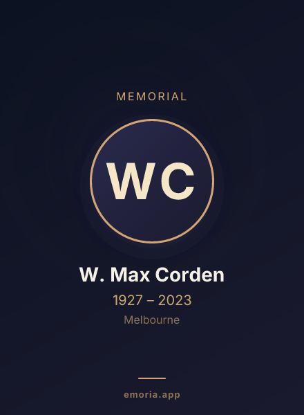 Memorial portrait of W. Max Corden