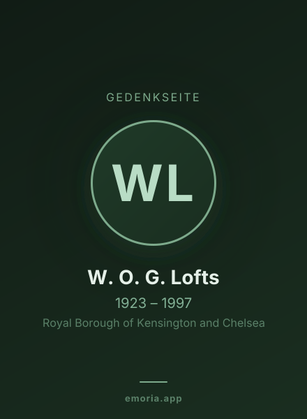 Gedenkportrait von W. O. G. Lofts
