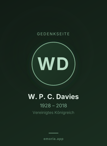 Gedenkportrait von W. P. C. Davies
