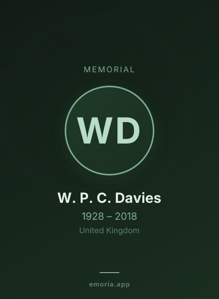 Memorial portrait of W. P. C. Davies