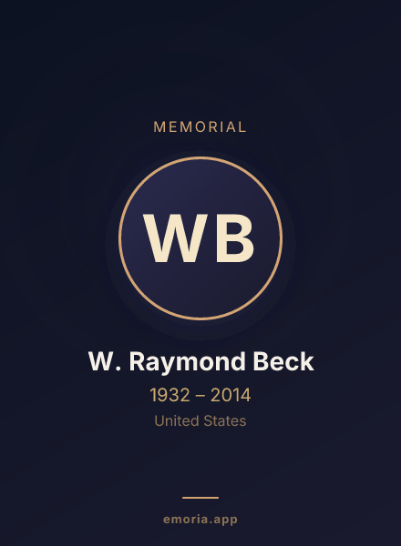 Memorial portrait of W. Raymond Beck