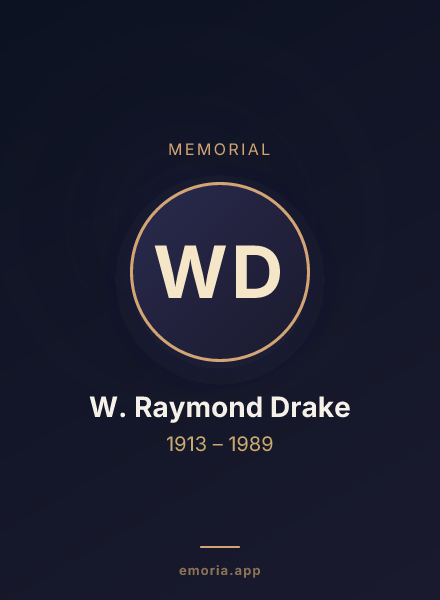 Memorial portrait of W. Raymond Drake
