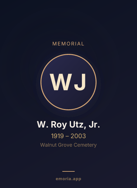 Memorial portrait of W. Roy Utz, Jr.