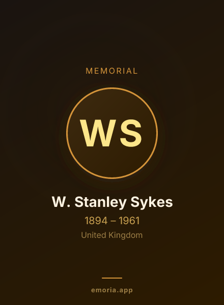 Memorial portrait of W. Stanley Sykes