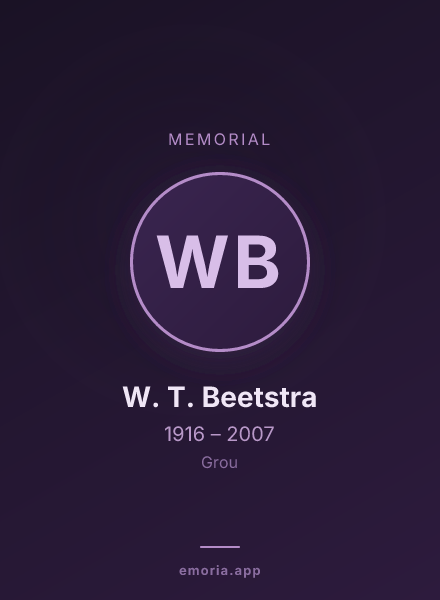 Memorial portrait of W. T. Beetstra