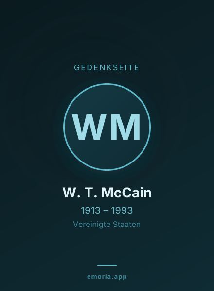 Gedenkportrait von W. T. McCain