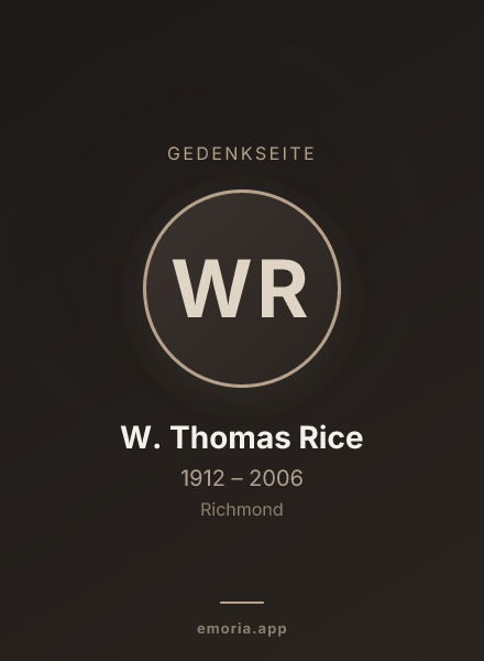 Gedenkportrait von W. Thomas Rice
