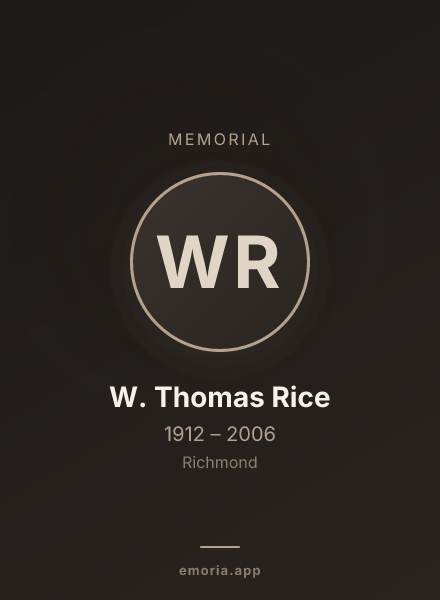 Memorial portrait of W. Thomas Rice