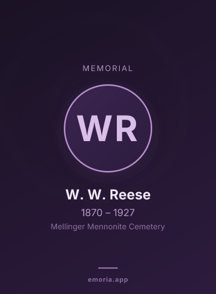Memorial portrait of W. W. Reese