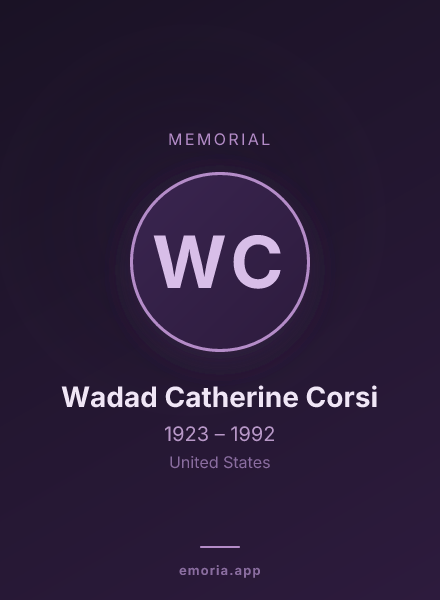 Memorial portrait of Wadad Catherine Corsi