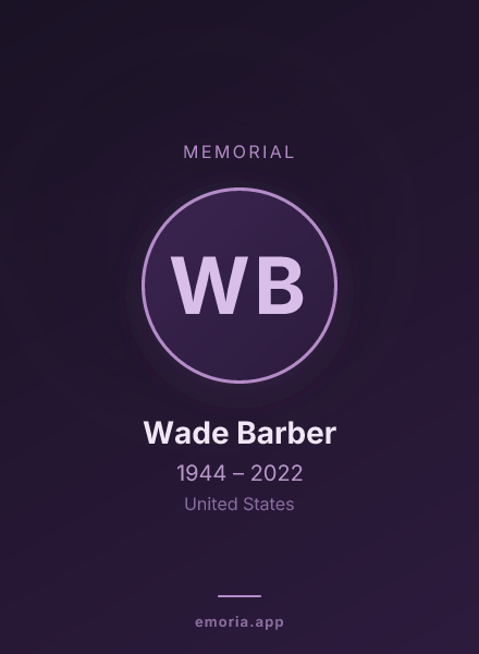 Memorial portrait of Wade Barber