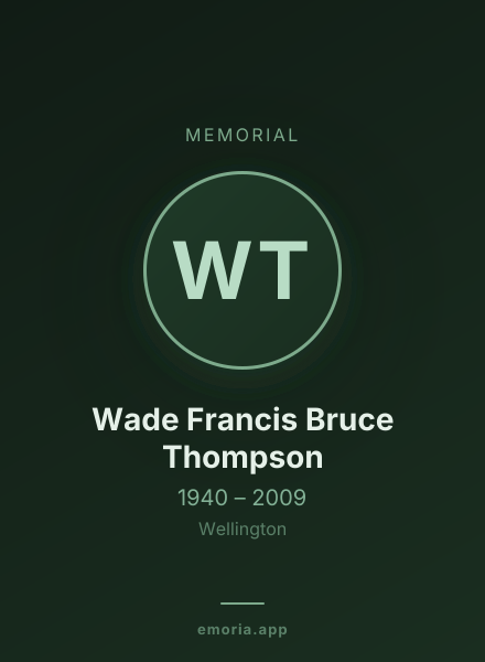 Memorial portrait of Wade Francis Bruce Thompson