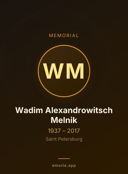 Memorial portrait of Wadim Alexandrowitsch Melnik