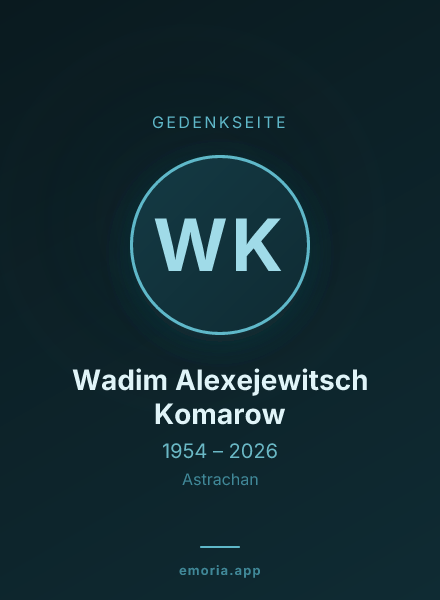 Gedenkportrait von Wadim Alexejewitsch Komarow