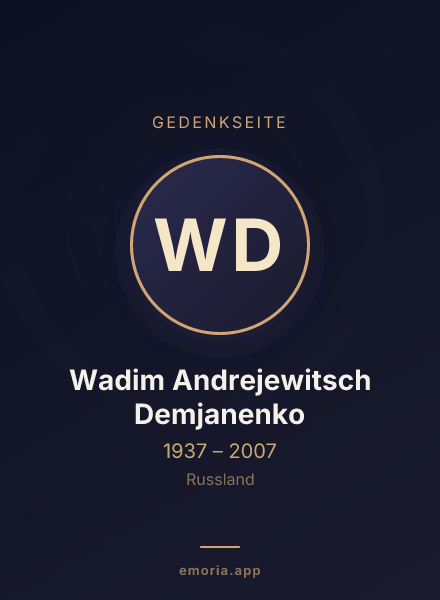Gedenkportrait von Wadim Andrejewitsch Demjanenko