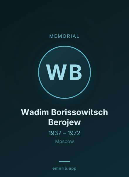 Memorial portrait of Wadim Borissowitsch Berojew