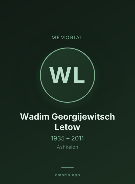 Memorial portrait of Wadim Georgijewitsch Letow