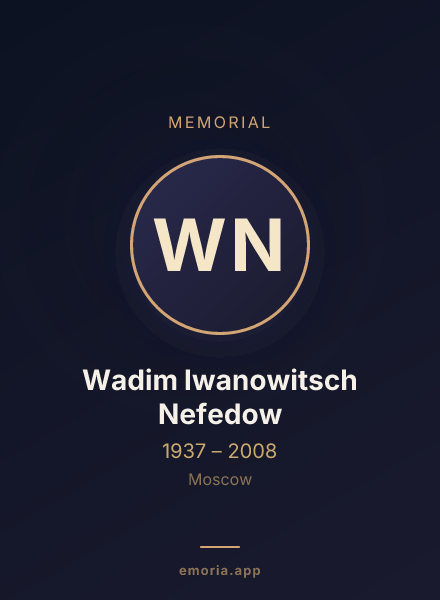 Memorial portrait of Wadim Iwanowitsch Nefedow