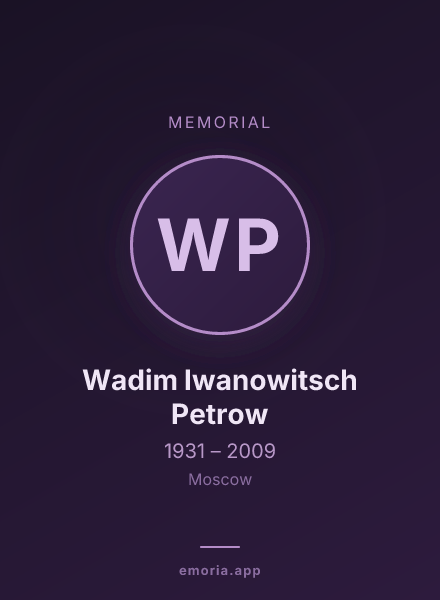 Memorial portrait of Wadim Iwanowitsch Petrow