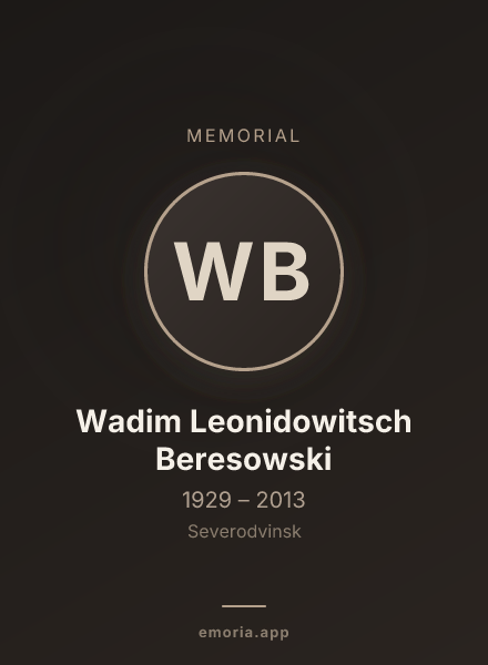 Memorial portrait of Wadim Leonidowitsch Beresowski
