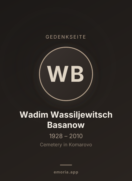 Gedenkportrait von Wadim Wassiljewitsch Basanow