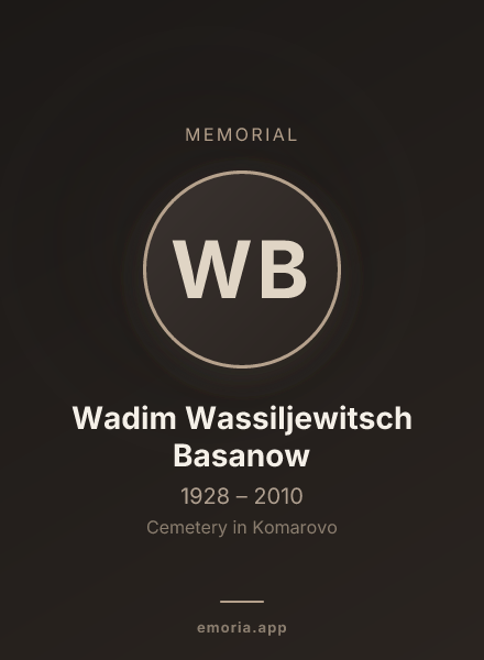 Memorial portrait of Wadim Wassiljewitsch Basanow