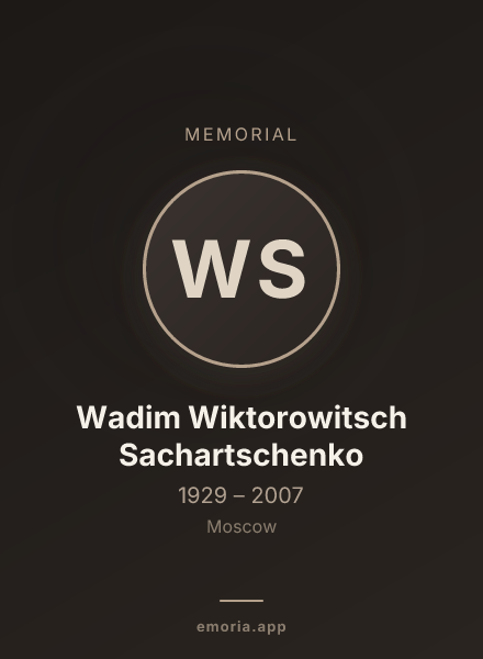 Memorial portrait of Wadim Wiktorowitsch Sachartschenko