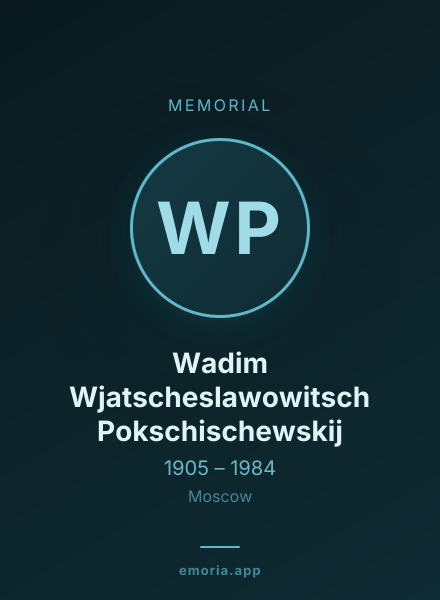 Memorial portrait of Wadim Wjatscheslawowitsch Pokschischewskij