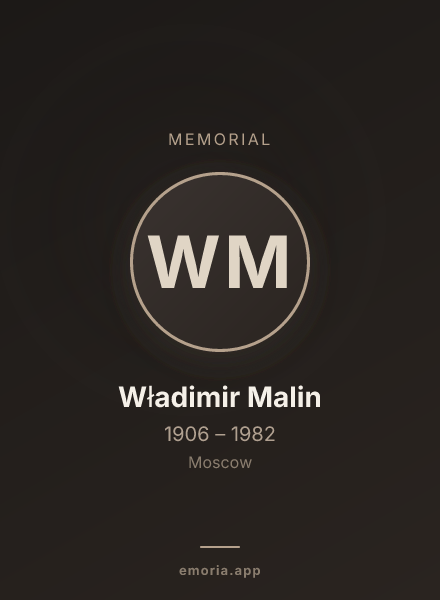 Memorial portrait of Władimir Malin