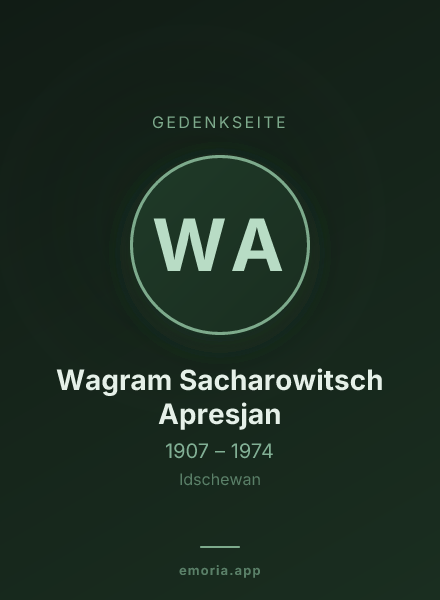 Gedenkportrait von Wagram Sacharowitsch Apresjan