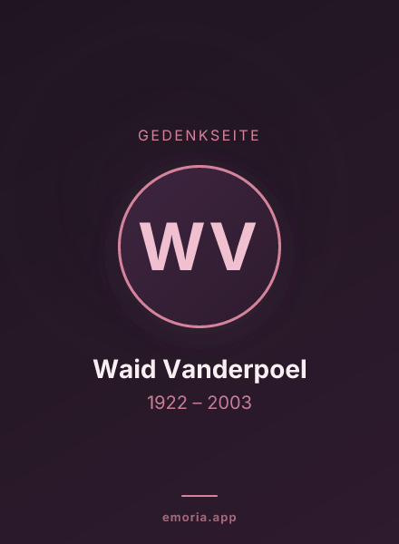 Gedenkportrait von Waid Vanderpoel
