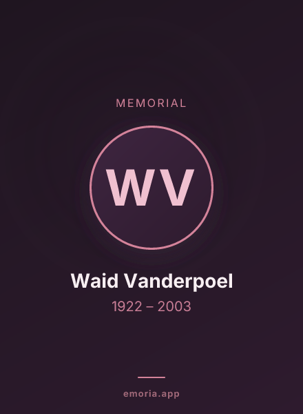 Memorial portrait of Waid Vanderpoel