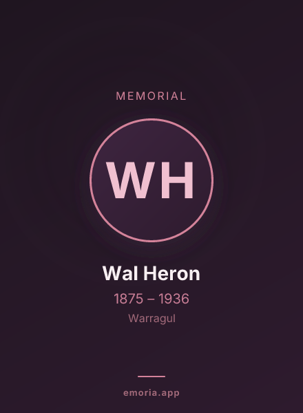 Memorial portrait of Wal Heron