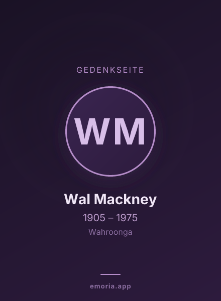 Gedenkportrait von Wal Mackney