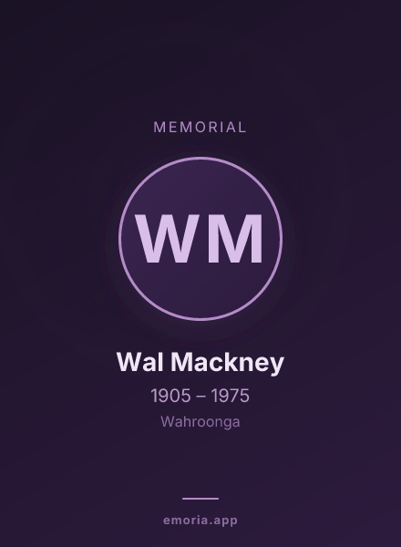 Memorial portrait of Wal Mackney