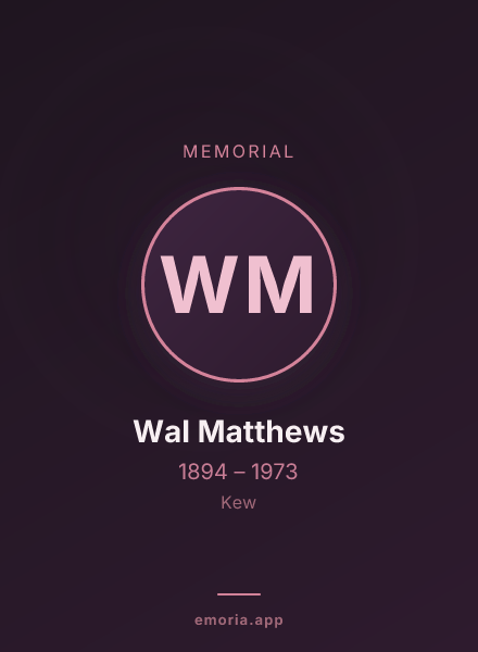 Memorial portrait of Wal Matthews