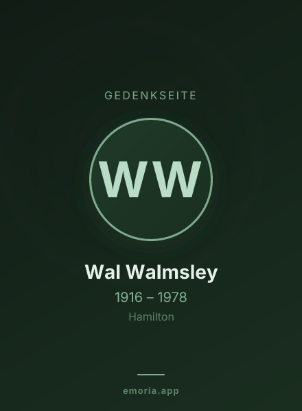 Gedenkportrait von Wal Walmsley