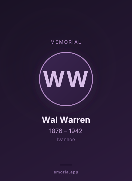 Memorial portrait of Wal Warren