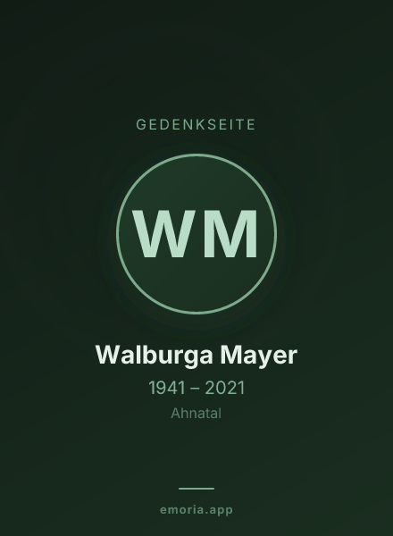 Gedenkportrait von Walburga Mayer