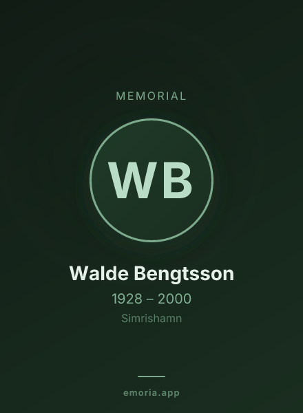 Memorial portrait of Walde Bengtsson