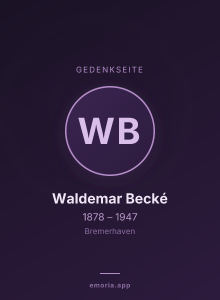 Gedenkportrait von Waldemar Becké