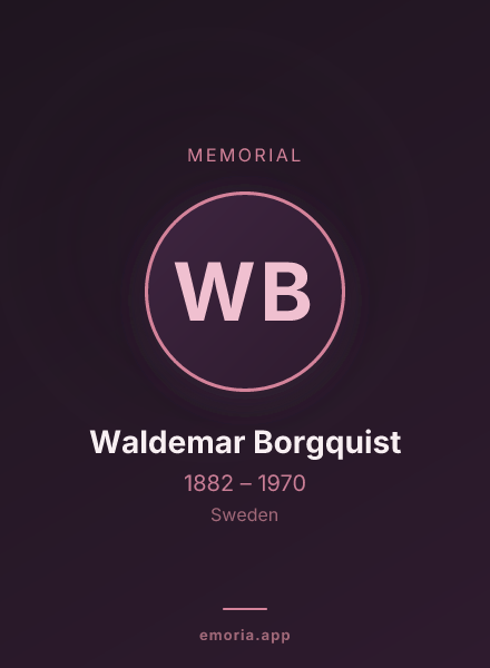 Memorial portrait of Waldemar Borgquist