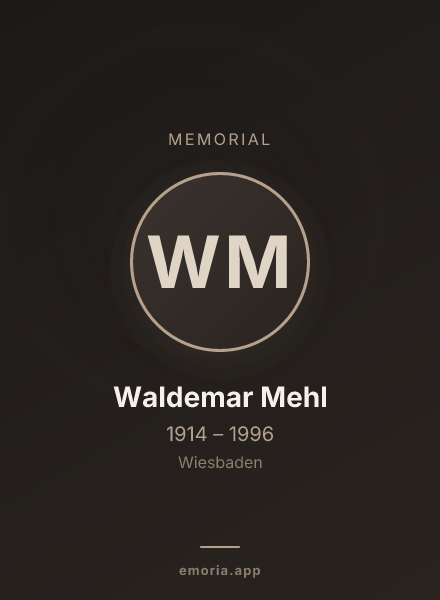 Memorial portrait of Waldemar Mehl