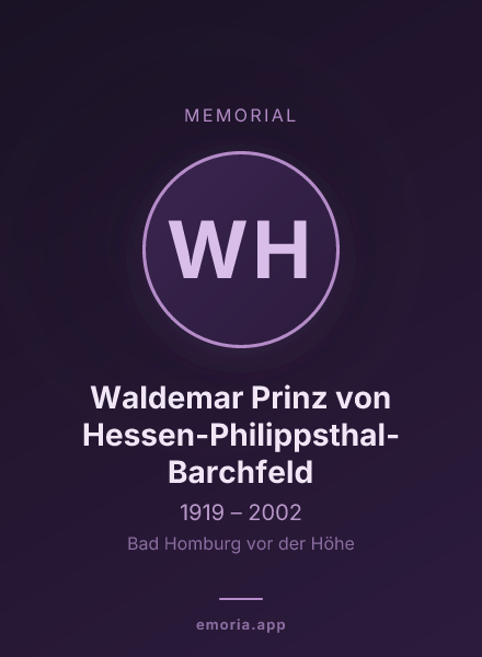Memorial portrait of Waldemar Prinz von Hessen-Philippsthal-Barchfeld